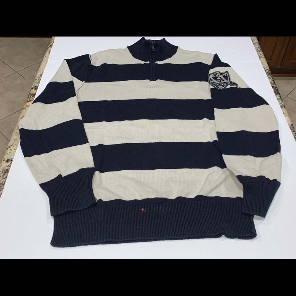 NAUTICA Jeans Company Men's Size L Blue Striped